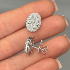 18kT White Gold Oval Diamond Earrings 2.76ct Round-Cut Natural Diamonds. DIERO168 GZTJ (etsy image id: 7787459878)