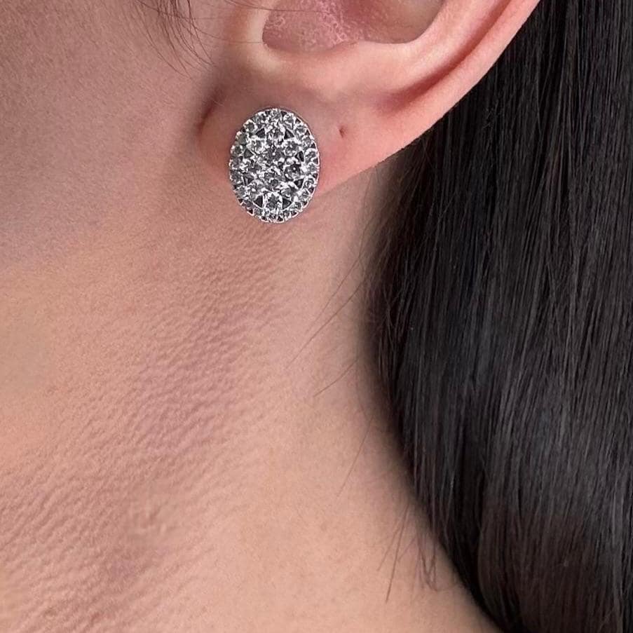 18kT White Gold Oval Diamond Earrings 2.76ct Round-Cut Natural Diamonds. DIERO168 GZTJ (etsy image id: 7787460486)