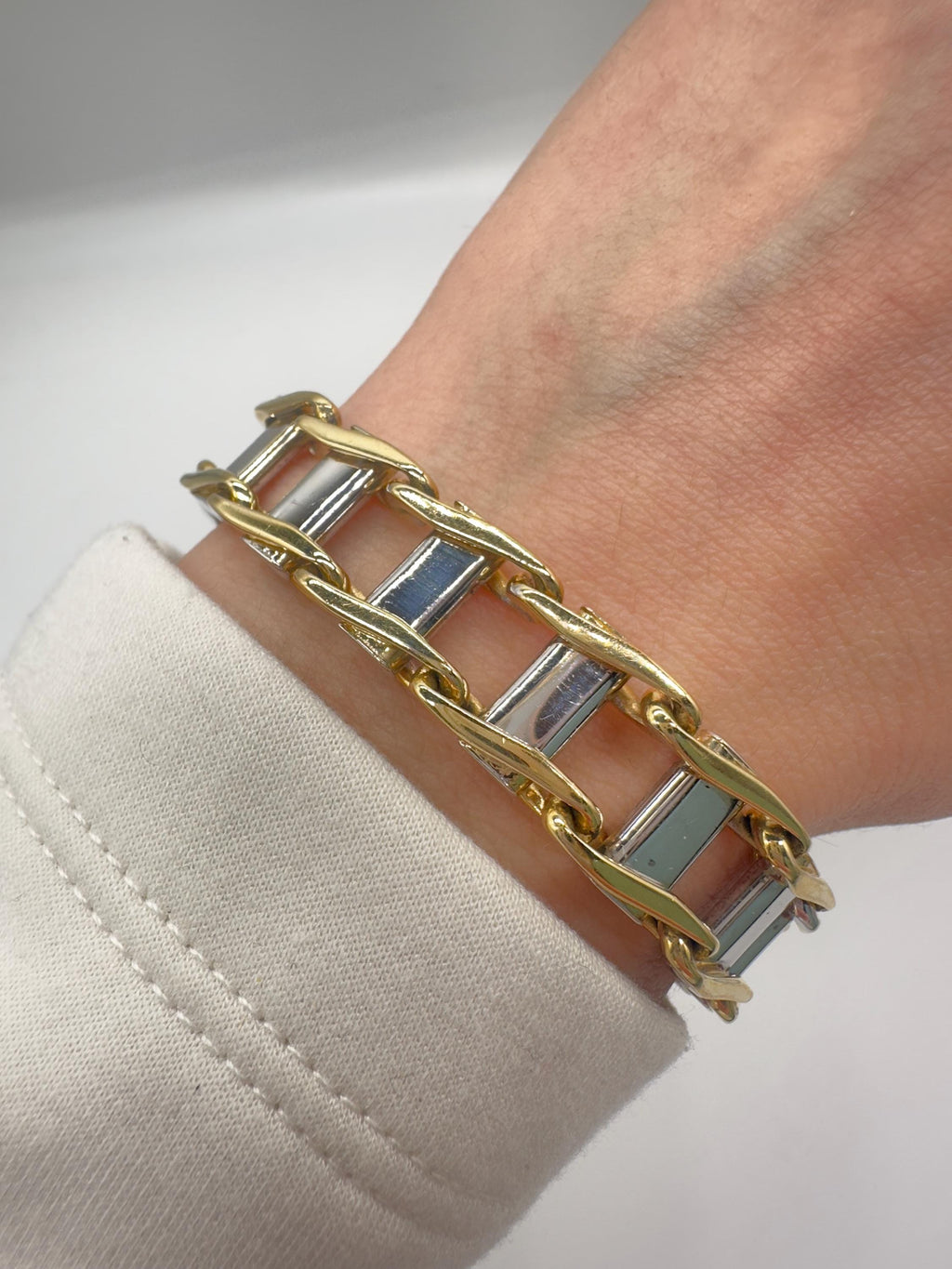 14KT Two-Tone Solid Gold Men’s Bracelet – 8 Inches, 52.1g  YGBR03 (etsy image id: 7812366835)