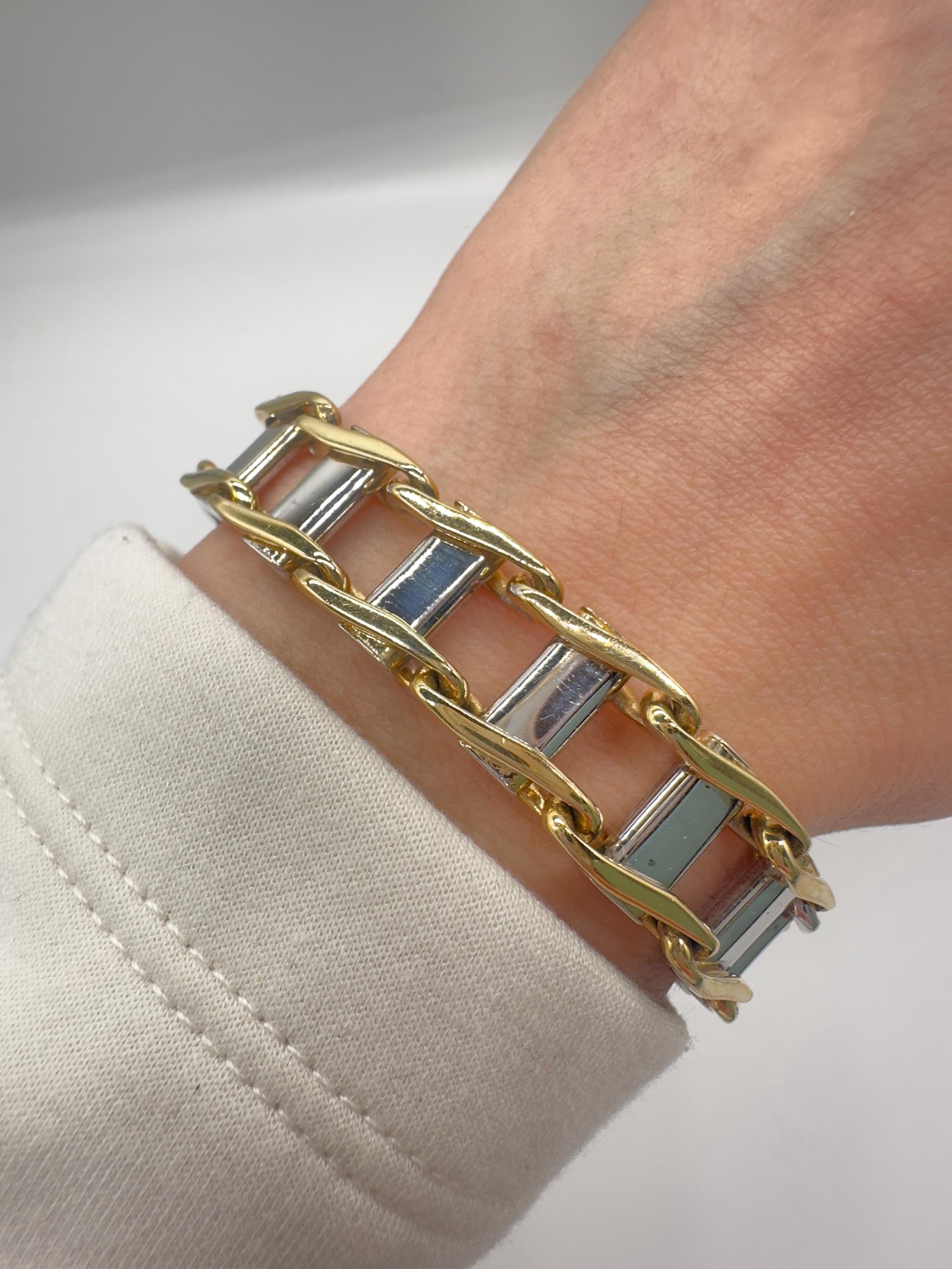 14KT Two-Tone Solid Gold Men’s Bracelet – 8 Inches, 52.1g  YGBR03 (etsy image id: 7812366835)