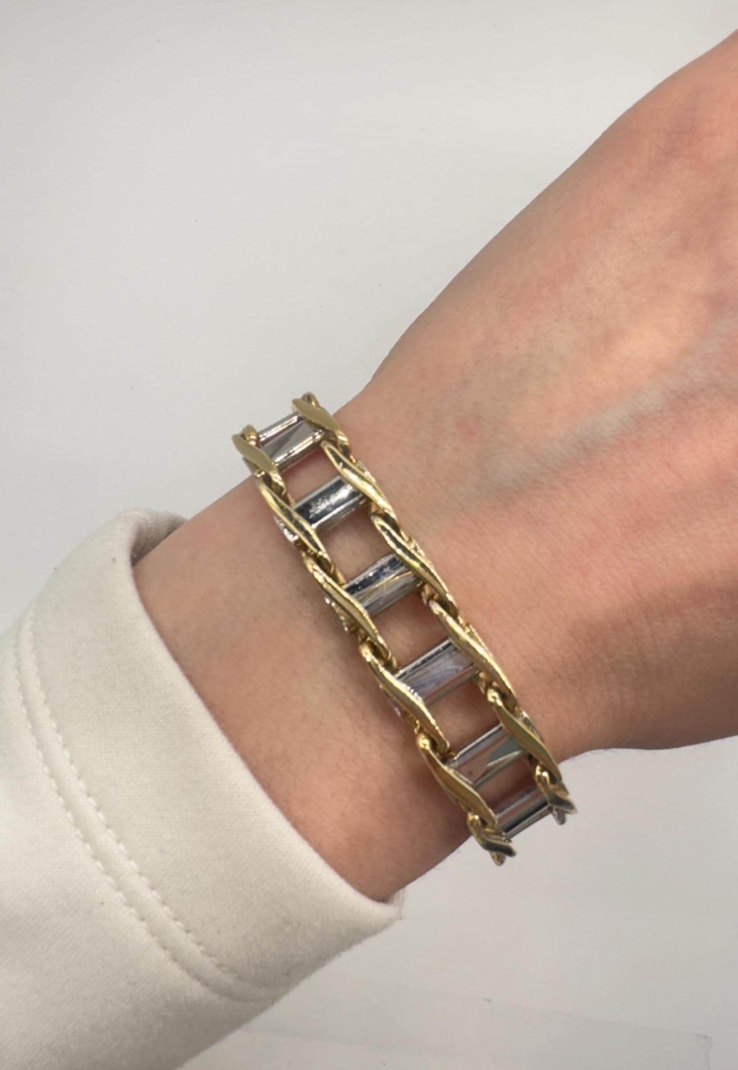 14KT Two-Tone Solid Gold Men’s Bracelet – 8 Inches, 52.1g  YGBR03 (etsy image id: 7812370569)
