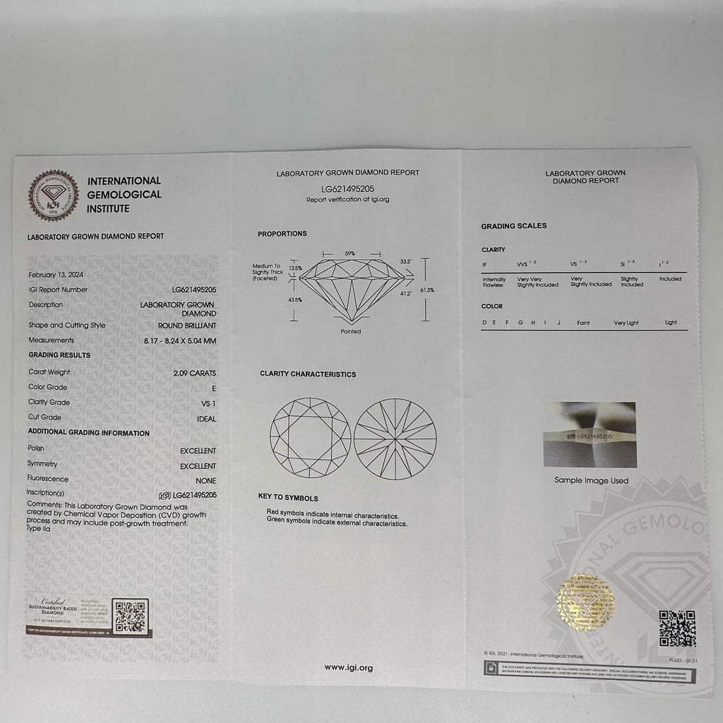 14KT White Gold 4.19 CT IGI Certified Lab-Grown Diamond Stud Earrings – E Color VS1 Clarity.  LTJ __etsy:7812890924