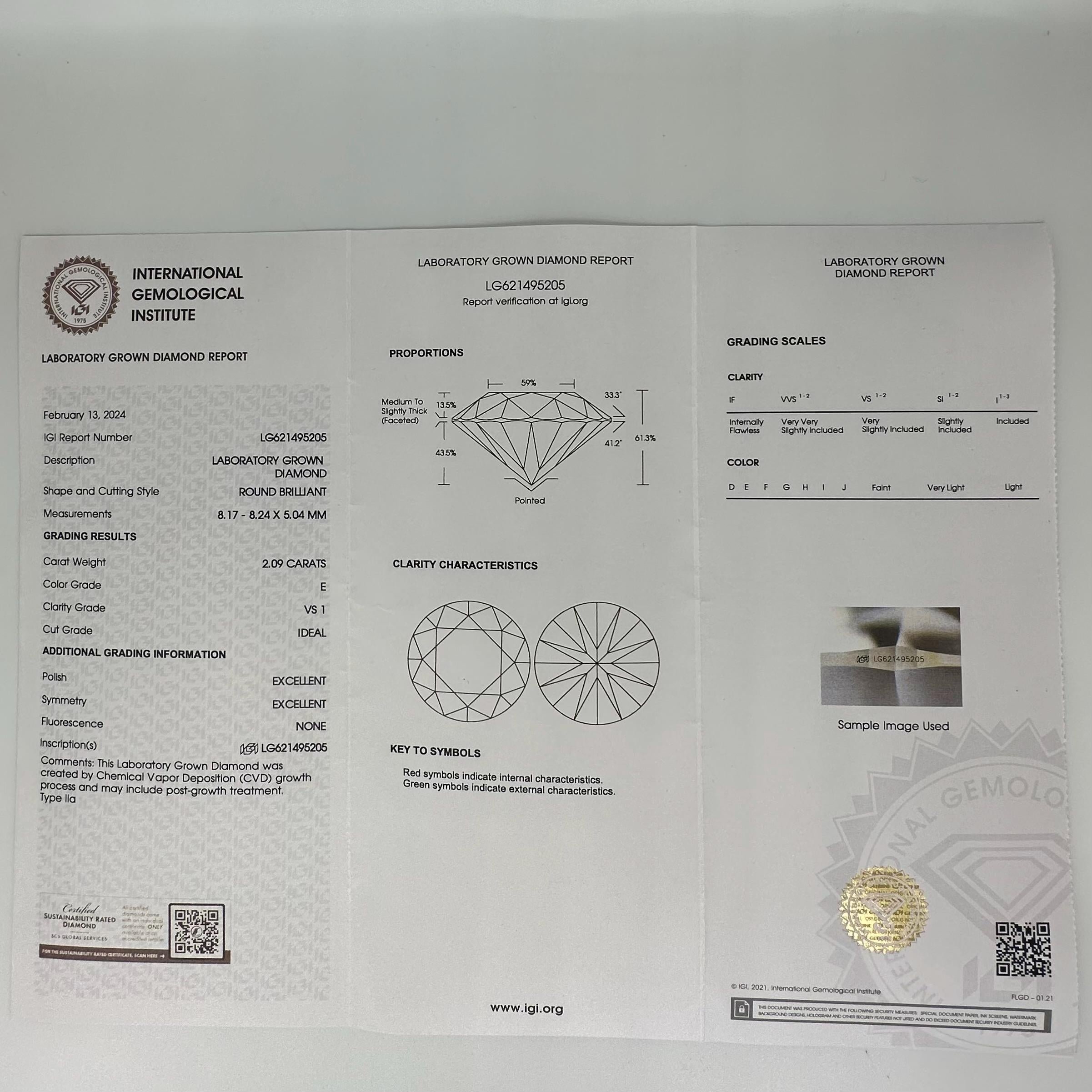 14KT White Gold 4.19 CT IGI Certified Lab-Grown Diamond Stud Earrings – E Color VS1 Clarity.  LTJ __etsy:7812890924