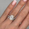 14KT White Gold Engagement Ring and Wedding Band Set, 4.08ct Oval Lab-Grown Diamond and 1.40ct Natural Round Diamonds. OVER027 GIJJ __etsy:7812942166