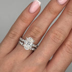 14KT White Gold Engagement Ring and Wedding Band Set, 4.08ct Oval Lab-Grown Diamond and 1.40ct Natural Round Diamonds. OVER027 GIJJ __etsy:7812942166