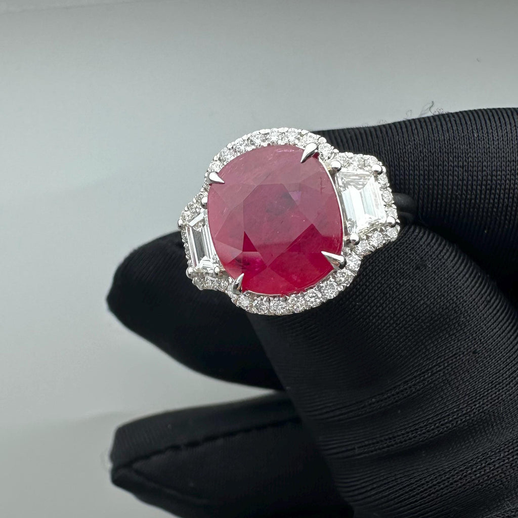 14KT White Gold Ring with 3.59ct Oval Natural Ruby and 0.74ct Total Natural Diamonds (VS2–SI1). AJJJ __etsy:7813158128