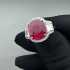 14KT White Gold Ring with 3.59ct Oval Natural Ruby and 0.74ct Total Natural Diamonds (VS2–SI1). AJJJ __etsy:7813158128
