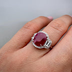 14KT White Gold Ring with 3.59ct Oval Natural Ruby and 0.74ct Total Natural Diamonds (VS2–SI1). AJJJ __etsy:7813158136