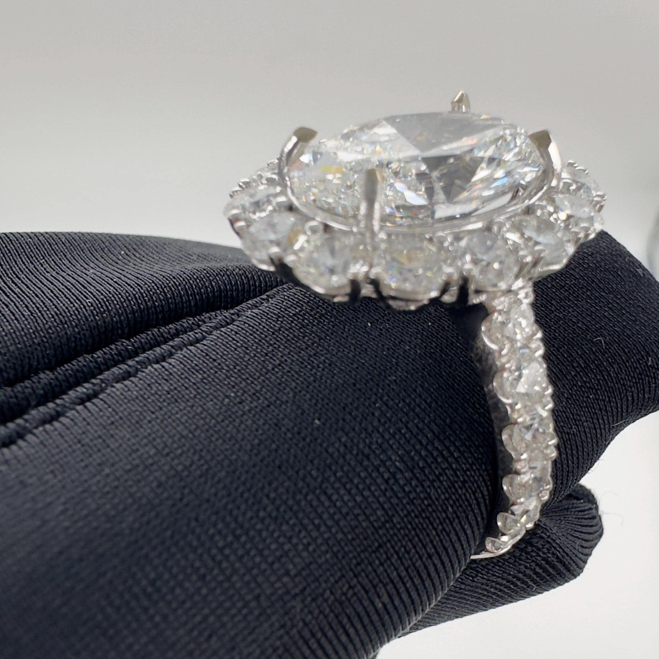 18KT White Gold 5.04ct Oval IGI Certified Lab-Grown Diamond Ring with 2.90ctw Natural Diamonds. OVER020 ANJJ (etsy image id: 7816858998)