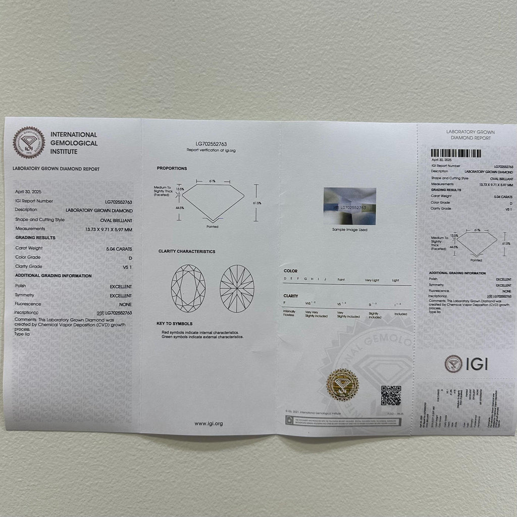 18KT White Gold 5.04ct Oval IGI Certified Lab-Grown Diamond Ring with 2.90ctw Natural Diamonds. OVER020 ANJJ (etsy image id: 7816859056)