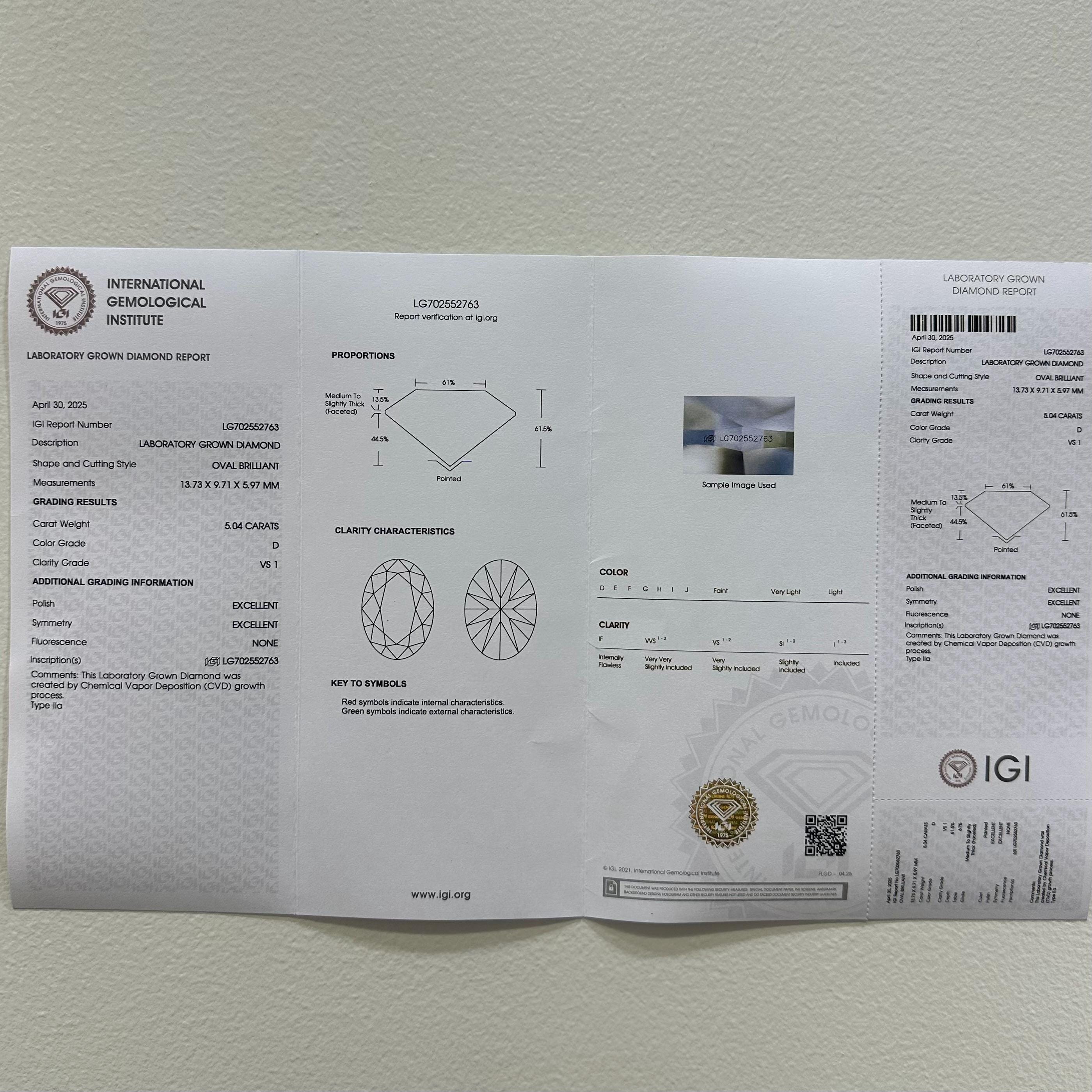 18KT White Gold 5.04ct Oval IGI Certified Lab-Grown Diamond Ring with 2.90ctw Natural Diamonds. OVER020 ANJJ (etsy image id: 7816859056)