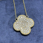 14KT Yellow Gold Clover Pendant with 1.52ct Total Round Natural Diamonds, Pavé Set. DP016 INTJ (etsy image id: 7816961246)