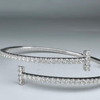 14KT White Gold Flexible Cuff Bracelet with 1.82ct Total Round Natural Diamonds. DB0085 ILAJ (etsy image id: 7816977468)
