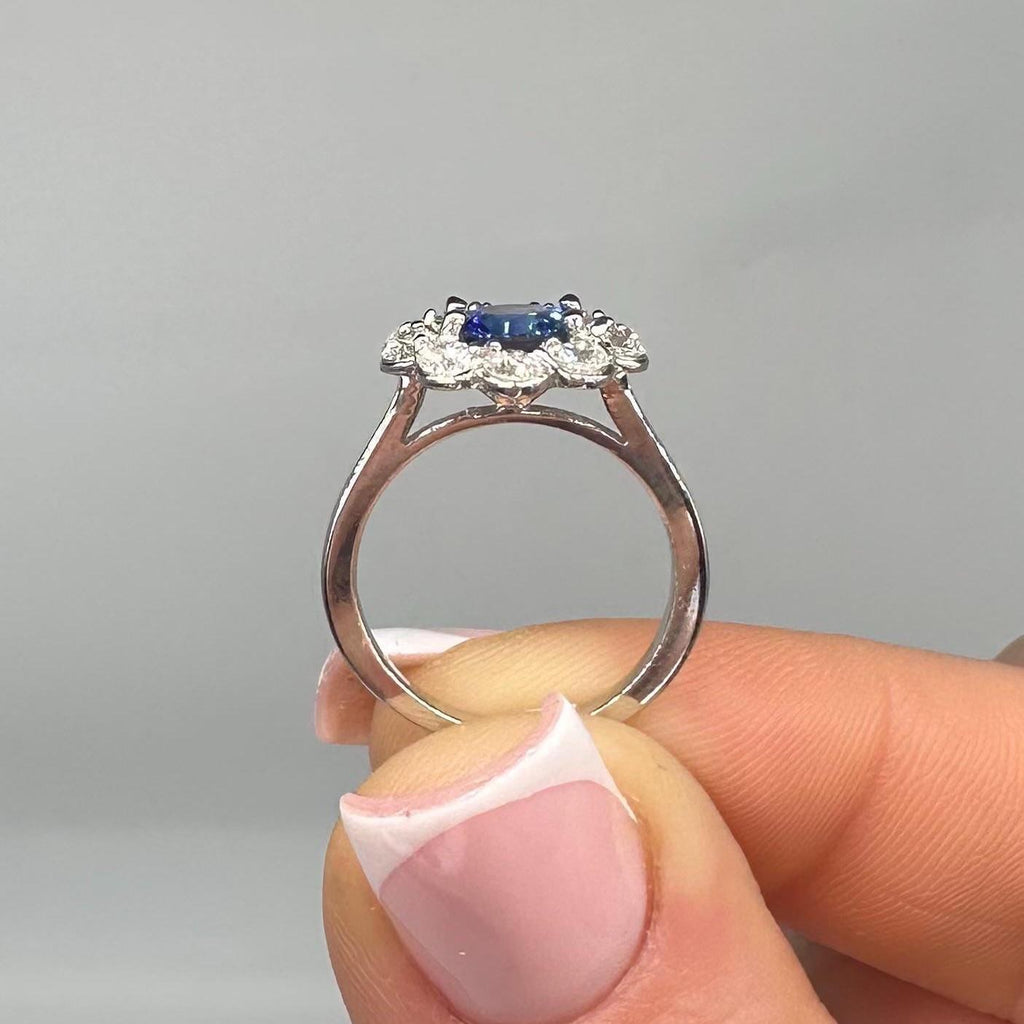 14k White Gold Sapphire & Diamond Ring – 1.56ct Sapphire, 1.10ct Diamonds. SDR075 GNJJ (etsy image id: 7835213699)
