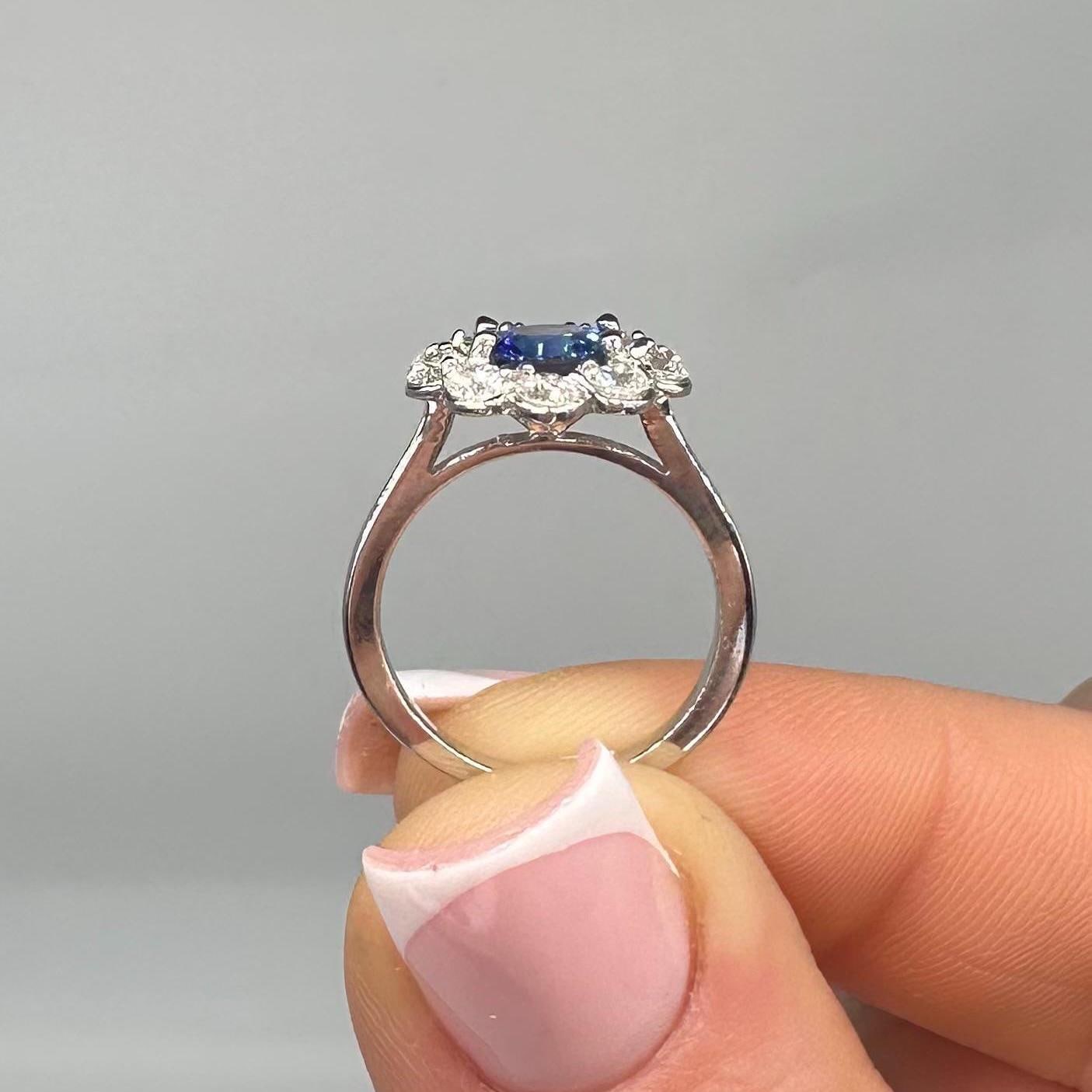 14k White Gold Sapphire & Diamond Ring – 1.56ct Sapphire, 1.10ct Diamonds. SDR075 GNJJ (etsy image id: 7835213699)