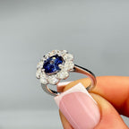 14k White Gold Sapphire & Diamond Ring – 1.56ct Sapphire, 1.10ct Diamonds. SDR075 GNJJ (etsy image id: 7835214347)