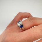 Platinum Ring – 1.54ct GIA Emerald-Cut Diamond & 1.50ct Emerald-Cut Sapphires. SDR099 LTJJ (etsy image id: 7835235683)
