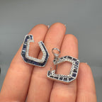 14kT White Gold Earrings with 0.90ct Diamonds and 3.50ct Sapphires. IZNJ (etsy image id: 7835315327)