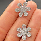 14kT White Gold Flower-shaped Earrings, 2.23ct Baguette & Round Cut Diamonds. GSSJ (etsy image id: 7835352709)