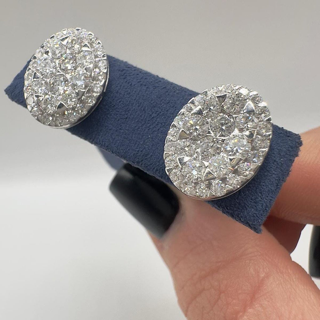 18kT White Gold Oval Diamond Earrings 2.76ct Round-Cut Natural Diamonds. DIERO168 GZTJ (etsy image id: 7835391739)