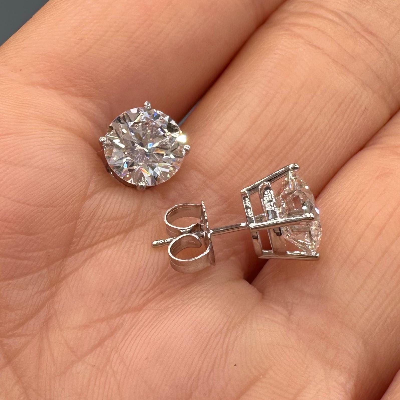 14KT White Gold 4.19 CT IGI Certified Lab-Grown Diamond Stud Earrings – E Color VS1 Clarity.  LTJ __etsy:7860835291