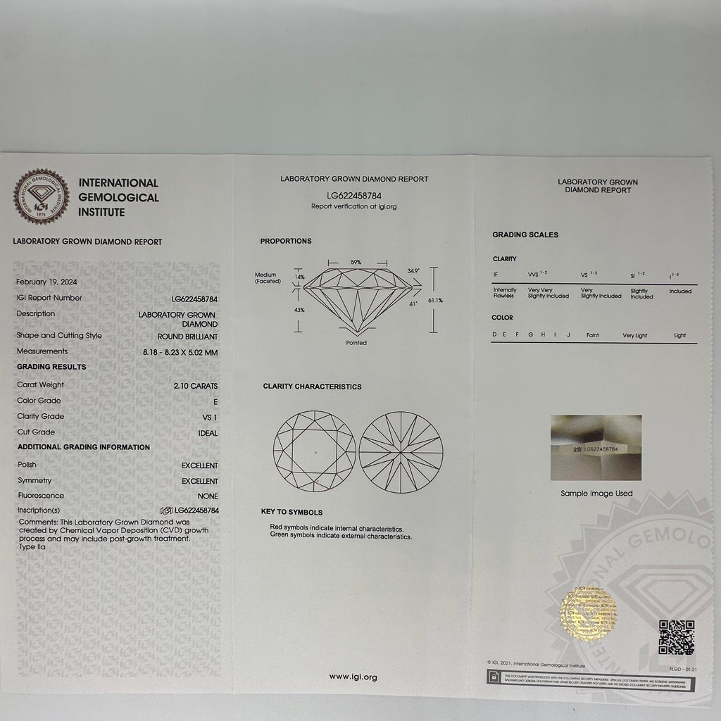 14KT White Gold 4.19 CT IGI Certified Lab-Grown Diamond Stud Earrings – E Color VS1 Clarity.  LTJ __etsy:7860835315