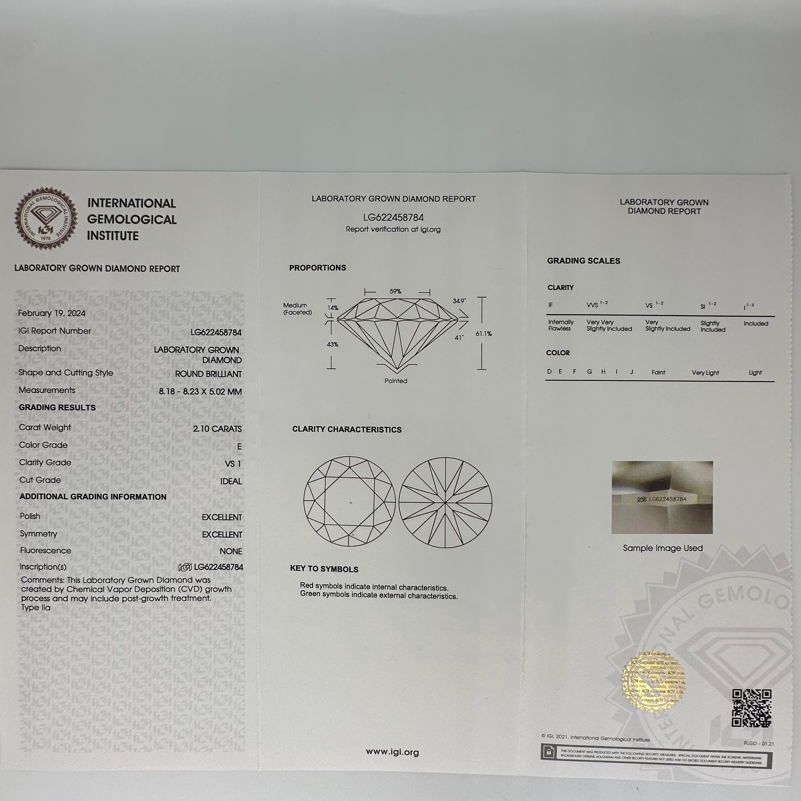 14KT White Gold 4.19 CT IGI Certified Lab-Grown Diamond Stud Earrings – E Color VS1 Clarity.  LTJ __etsy:7860835315