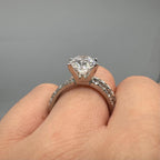 14KT White Gold Engagement Ring and Wedding Band Set, 4.08ct Oval Lab-Grown Diamond and 1.40ct Natural Round Diamonds. OVER027 GIJJ __etsy:7860885391