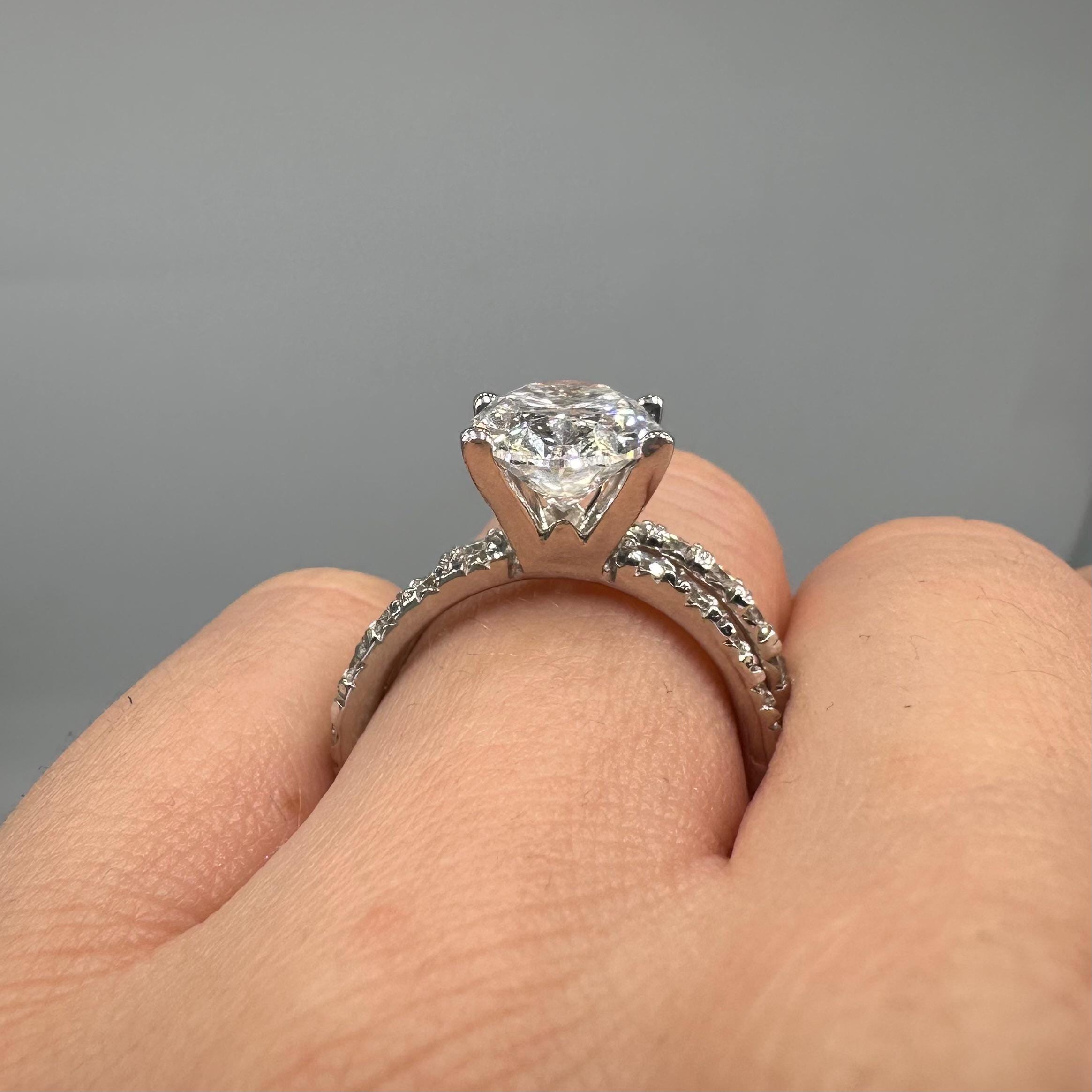 14KT White Gold Engagement Ring and Wedding Band Set, 4.08ct Oval Lab-Grown Diamond and 1.40ct Natural Round Diamonds. OVER027 GIJJ __etsy:7860885391