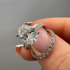 14KT White Gold Engagement Ring and Wedding Band Set, 4.08ct Oval Lab-Grown Diamond and 1.40ct Natural Round Diamonds. OVER027 GIJJ __etsy:7860885409