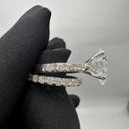 14KT White Gold Engagement Ring and Wedding Band Set, 4.08ct Oval Lab-Grown Diamond and 1.40ct Natural Round Diamonds. OVER027 GIJJ __etsy:7860889971