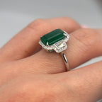 14KT White Gold Ring with 4.81ct Emerald-Cut Natural Emerald and 0.74ct Total Near-Colorless Diamonds (VS2–SI1). TTJJ __etsy:7861068181