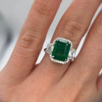 14KT White Gold Ring with 4.81ct Emerald-Cut Natural Emerald and 0.74ct Total Near-Colorless Diamonds (VS2–SI1). TTJJ __etsy:7861068183