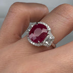 14KT White Gold Ring with 3.59ct Oval Natural Ruby and 0.74ct Total Natural Diamonds (VS2–SI1). AJJJ __etsy:7861103347