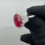 14KT White Gold Ring with 3.59ct Oval Natural Ruby and 0.74ct Total Natural Diamonds (VS2–SI1). AJJJ __etsy:7861103349