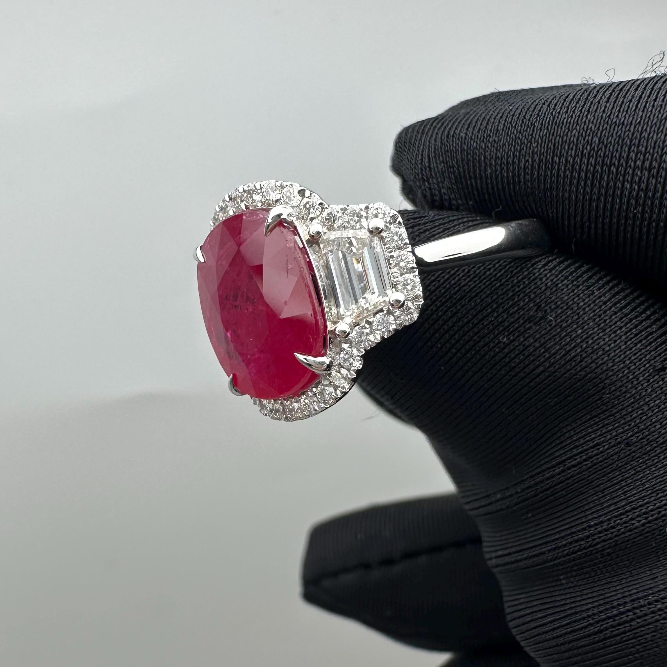 14KT White Gold Ring with 3.59ct Oval Natural Ruby and 0.74ct Total Natural Diamonds (VS2–SI1). AJJJ __etsy:7861103349