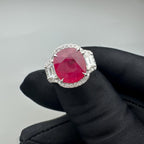 14KT White Gold Ring with 3.59ct Oval Natural Ruby and 0.74ct Total Natural Diamonds (VS2–SI1). AJJJ __etsy:7861103351