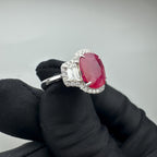 14KT White Gold Ring with 3.59ct Oval Natural Ruby and 0.74ct Total Natural Diamonds (VS2–SI1). AJJJ __etsy:7861103357