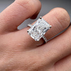 18KT White Gold Ring with 5.07ct Radiant Lab-Grown Diamond (IGI Certified) and 0.57ct Total Natural Round Diamonds. RADER019 GJJJ __etsy:7861154457