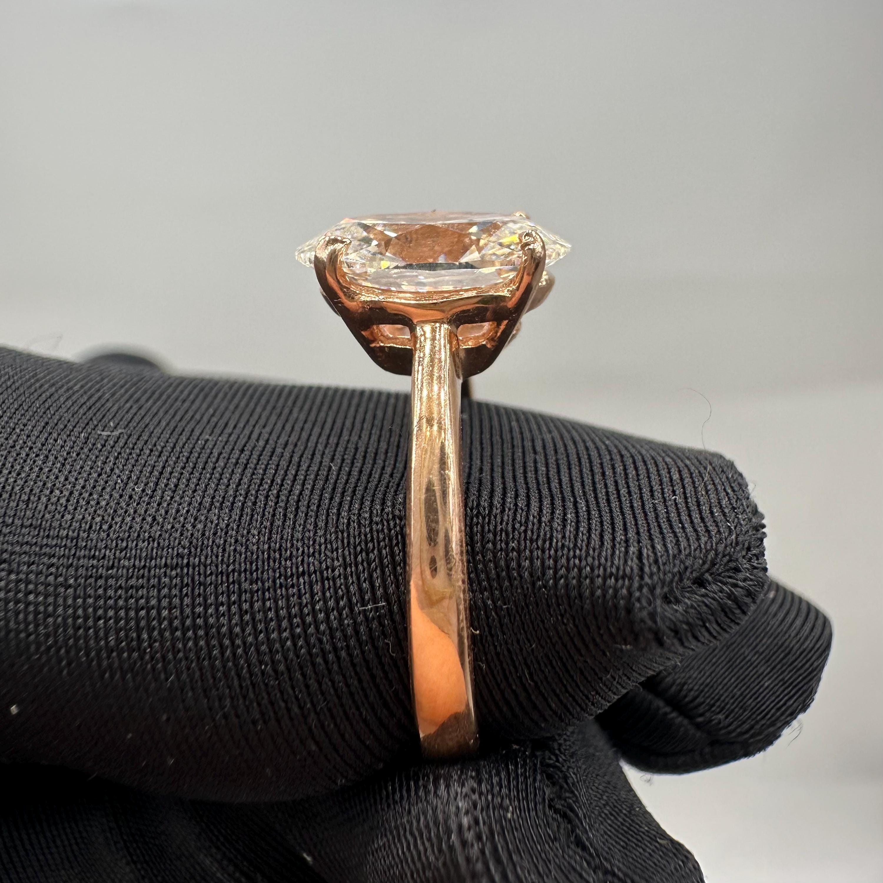 14KT Rose Gold Ring with 3.01ct Oval Lab-Grown Diamond. OVER029 IJJJ (etsy image id: 7864761909)