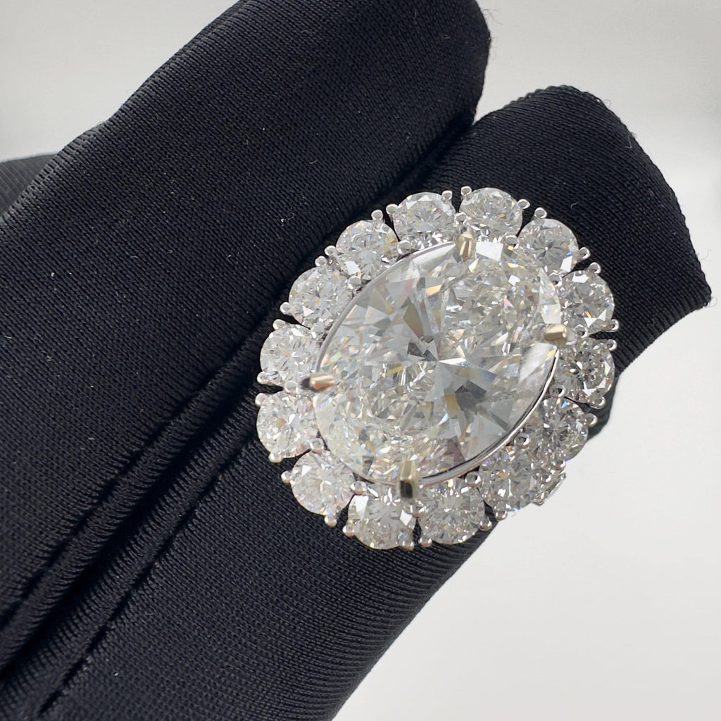 18KT White Gold 5.04ct Oval IGI Certified Lab-Grown Diamond Ring with 2.90ctw Natural Diamonds. OVER020 ANJJ (etsy image id: 7864800825)