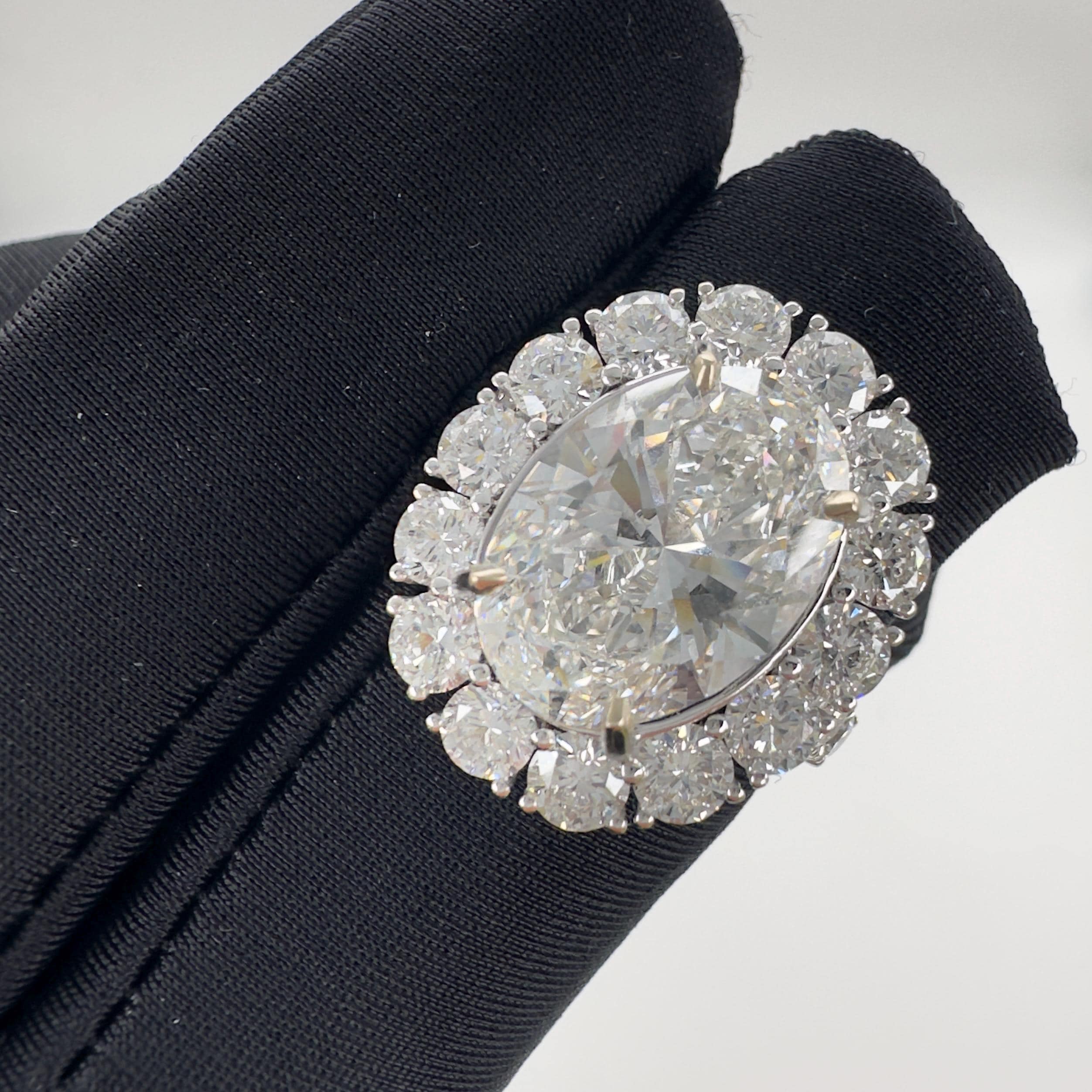 18KT White Gold 5.04ct Oval IGI Certified Lab-Grown Diamond Ring with 2.90ctw Natural Diamonds. OVER020 ANJJ (etsy image id: 7864800825)