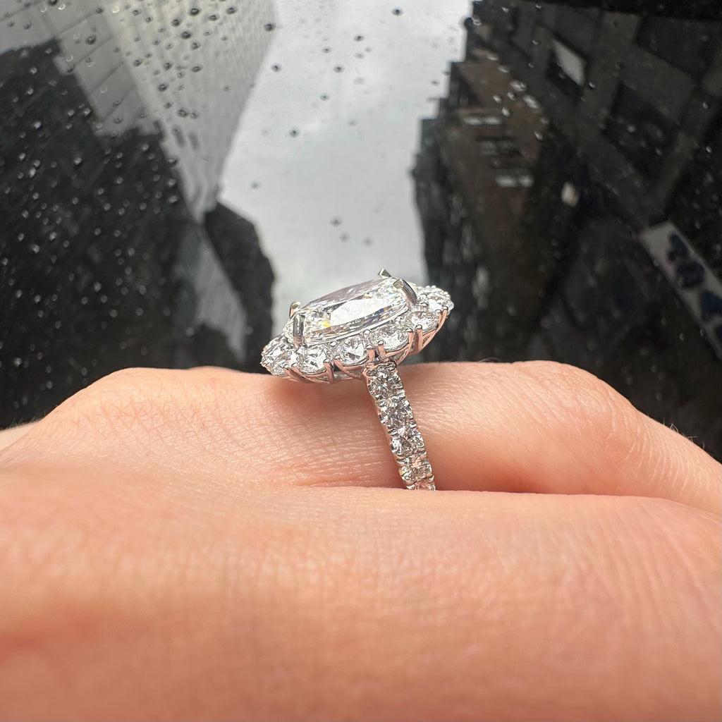 18KT White Gold 5.04ct Oval IGI Certified Lab-Grown Diamond Ring with 2.90ctw Natural Diamonds. OVER020 ANJJ (etsy image id: 7864800827)