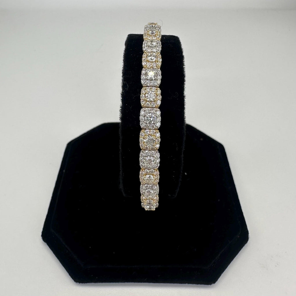 14KT Two-Tone Solid Gold Stretch Bracelet with 6.52ct Total Round Natural Diamonds (VS2–SI1). DB0084 TJJJ (etsy image id: 7864869375)