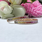 18KT Rose Gold Diamond and Multi-Color Sapphire Oval Hoop Earrings – 0.69 CTW Diamonds, 2.28 CTW Sapphires GZJJ (etsy image id: 7908482781)