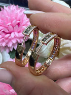 18KT Rose Gold Diamond and Multi-Color Sapphire Oval Hoop Earrings – 0.69 CTW Diamonds, 2.28 CTW Sapphires GZJJ (etsy image id: 7908482801)