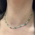 18KT White Gold Necklace with 1.50ct Natural Diamonds and 3.40ct Emerald-Cut Natural Emeralds EMDN28 AGEG (etsy image id: 7965923700)