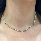 18KT White Gold Necklace with 1.50ct Natural Diamonds and 3.40ct Emerald-Cut Natural Emeralds EMDN28 AGEG (etsy image id: 7965923718)