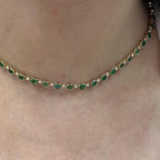 18KT Yellow Gold Emerald & Diamond Necklace with 6.49ct Natural Emeralds and 0.61ct Diamonds – EMDN029 TSTE (etsy image id: 7966068286)