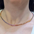 18KT Rose Gold Multi-Sapphire Tennis Necklace with Diamond Accents SDN025 AEIE (etsy image id: 7966276112)